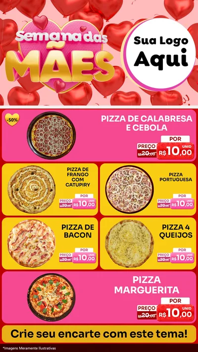 Modelo de TV para TV Vertical com o tema Semana Das Mães para Pizzaria