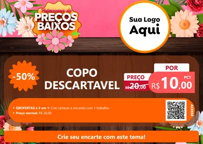 Modelo de Cartaz para Cartaz A4 Horizontal com o tema Primavera de Preços Baixos para Embalagens