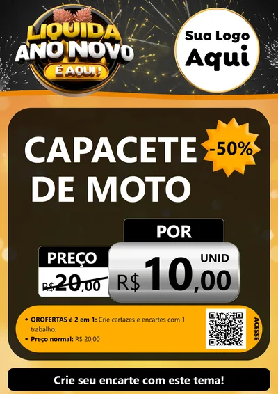 Modelo de Cartaz para Cartaz A4 Vertical com o tema Liquida Ano Novo É Aqui! para Moto peças