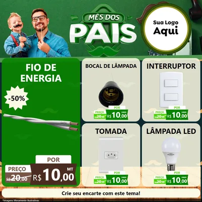 Modelo de Rede Social para Feed Facebook com o tema Mês dos Pais para Materiais Elétricos