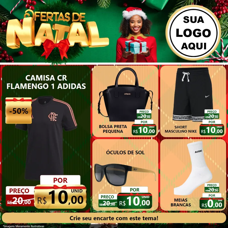 Modelo de Rede Social para Feed Facebook com o tema Ofertas de Natal para Roupas e acessórios