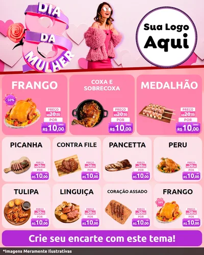 Modelo de Rede Social para Feed Instagram com o tema Dia da Mulher para Assados