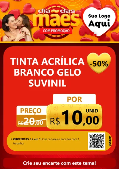 Modelo de Cartaz para Cartaz A4 Vertical com o tema Dia das Mães com Promoção para Tintas e Ferramentas