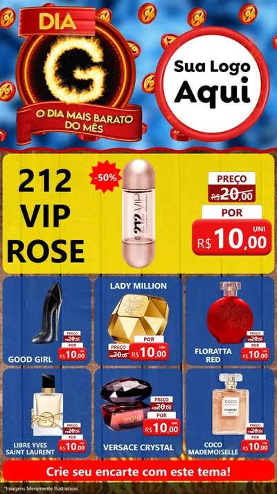 Modelo de Rede Social para Stories com o tema Dia G - O Dia Mais Barato Do Mês para Perfumes