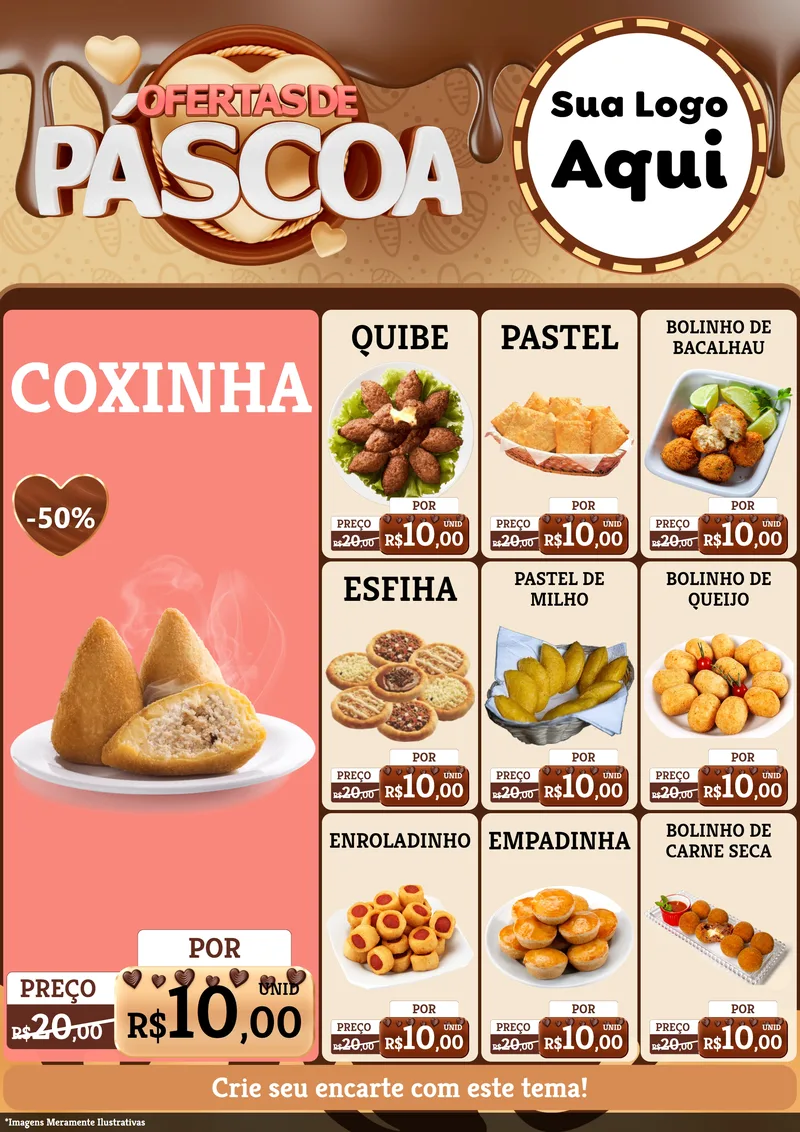 Modelo de Encarte para Encarte A4 Vertical com o tema Ofertas de Páscoa para Salgadaria