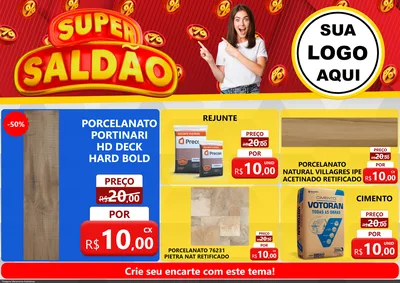 Modelo de Encarte para Encarte A4 Horizontal com o tema Super Saldão para Pisos e revestimentos