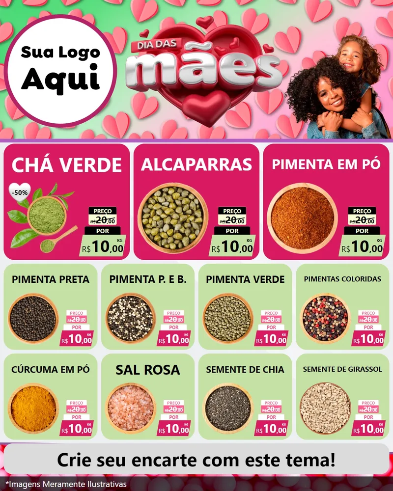 Modelo de Rede Social para Feed Instagram com o tema Dia das Mães para Produtos Naturais
