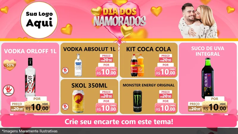 Modelo de TV para TV Horizontal com o tema Dia dos Namorados para Distribuidora de bebidas