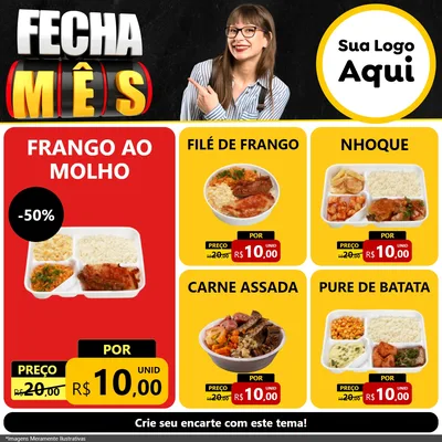 Modelo de Rede Social para Feed Facebook com o tema Fecha Mês para Restaurante