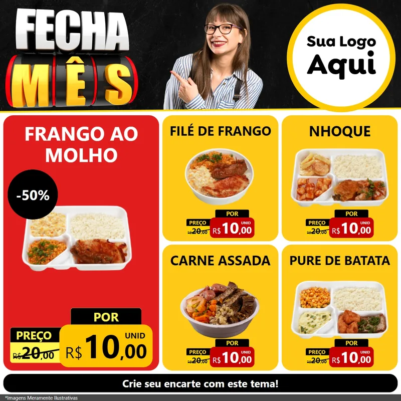 Modelo de Rede Social para Feed Facebook com o tema Fecha Mês para Restaurante