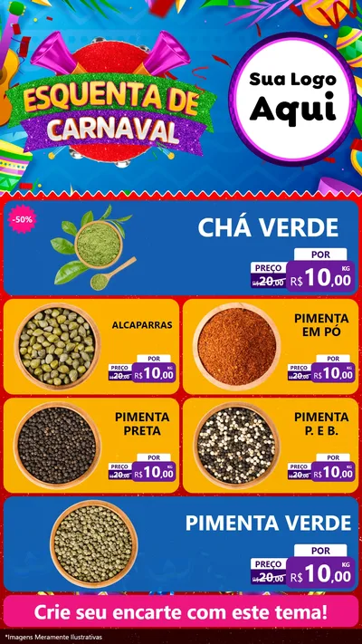 Modelo de TV para TV Vertical com o tema Esquenta de Carnaval para Produtos Naturais