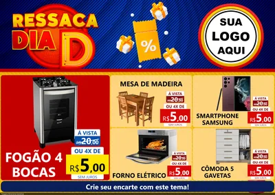 Modelo de Encarte para Encarte A4 Horizontal com o tema Ressaca Dia D para Móveis e Eletro