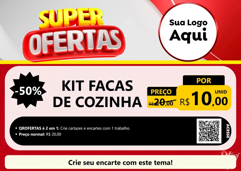 Modelo de Cartaz para Cartaz A4 Horizontal com o tema Super Ofertas para Utilidades Domésticas