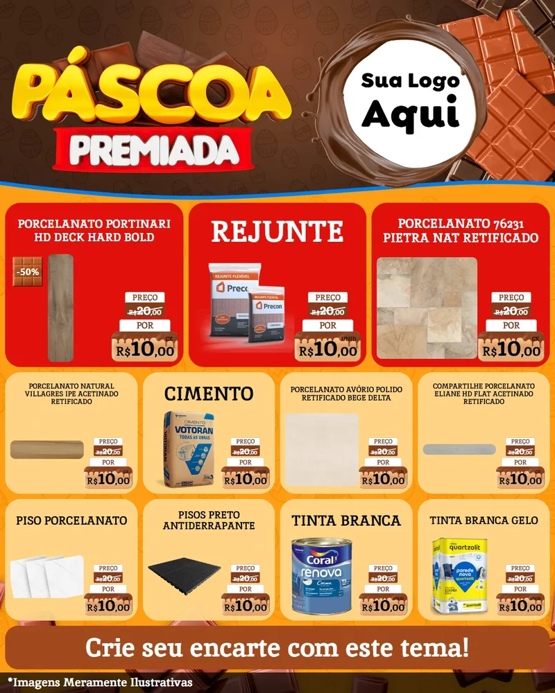 Modelo de Rede Social para Feed Instagram com o tema Páscoa Premiada para Pisos e revestimentos