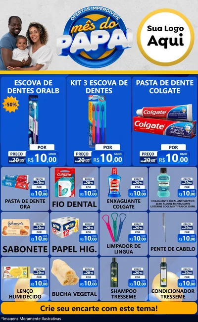 Modelo de Encarte para Encarte Grande com o tema Ofertas Imperdíveis Mês Do Papai para Higiene Pessoal