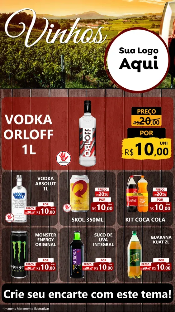 Modelo de Rede Social para Stories com o tema Vinhos para Distribuidora de bebidas