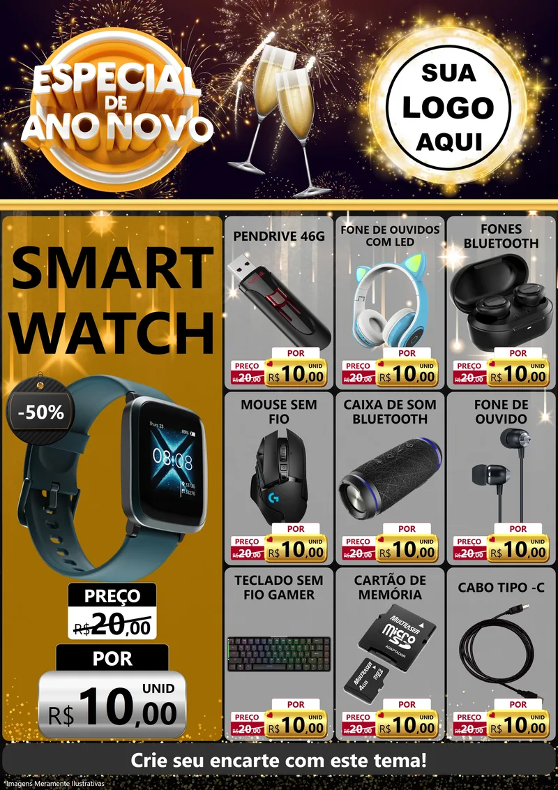 Modelo de Encarte para Encarte A4 Vertical com o tema Especial de Ano Novo para Informática