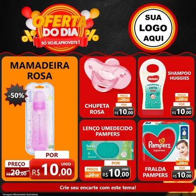 Modelo de Rede Social para Feed Facebook com o tema Oferta do Dia - Só hoje, Aproveite! para Bebês