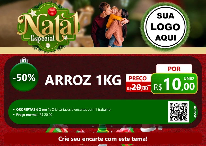 Modelo de Cartaz para Cartaz A4 Horizontal com o tema Natal Especial para Supermercado