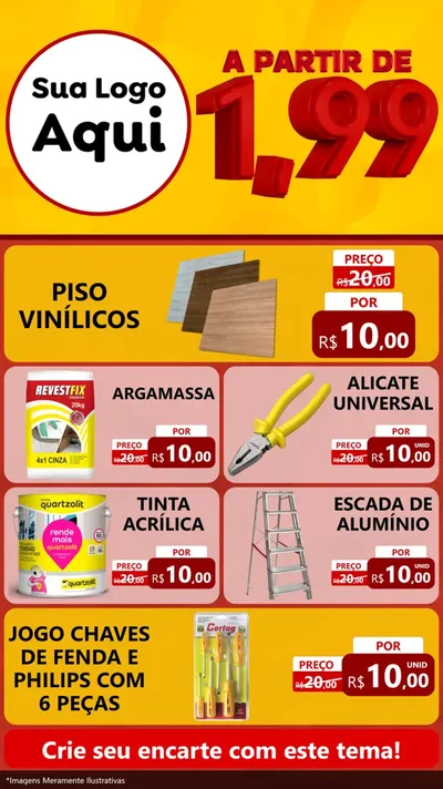 Modelo de TV para TV Vertical com o tema A Partir de Um e Noventa e Nove - 1,99 para Material para Construção