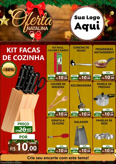 Modelo de Encarte para Encarte A4 Vertical com o tema Ofertas Natalina para Utilidades Domésticas