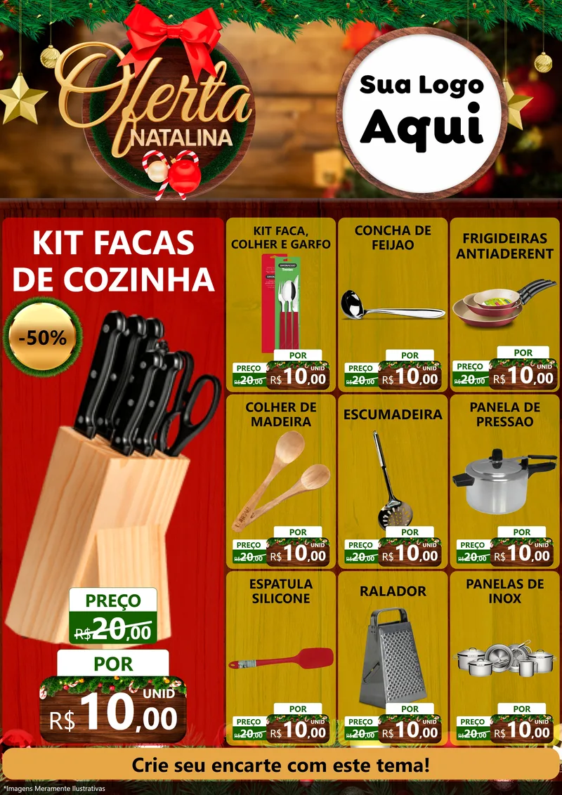 Modelo de Encarte para Encarte A4 Vertical com o tema Ofertas Natalina para Utilidades Domésticas