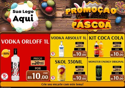 Modelo de Encarte para Encarte A4 Horizontal com o tema Promoção Páscoa para Distribuidora de bebidas