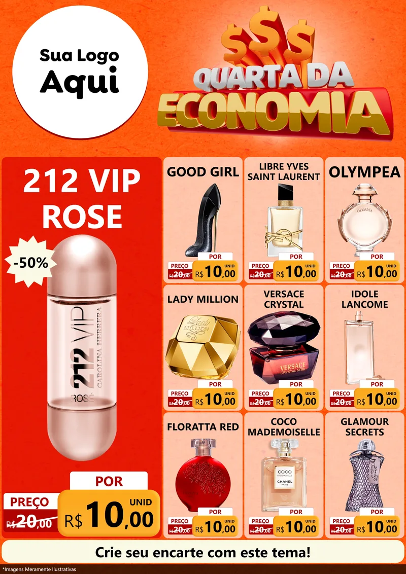 Modelo de Encarte para Encarte A4 Vertical com o tema Quarta da Economia para Perfumes