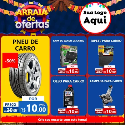 Modelo de Rede Social para Feed Facebook com o tema Arraiá de Ofertas para Auto peças
