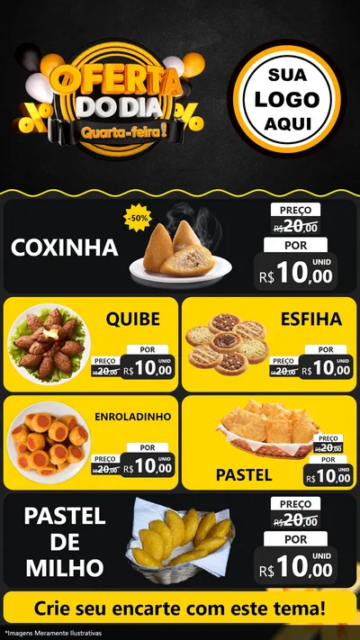 Modelo de TV para TV Vertical com o tema Oferta do Dia - Quarta Feira! para Salgadaria