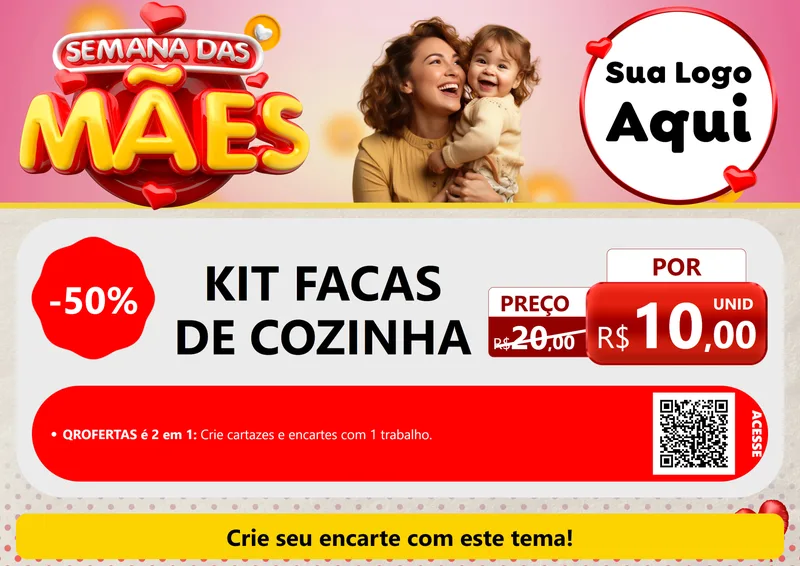 Modelo de Cartaz para Cartaz A4 Horizontal com o tema Semana das Mães para Utilidades Domésticas