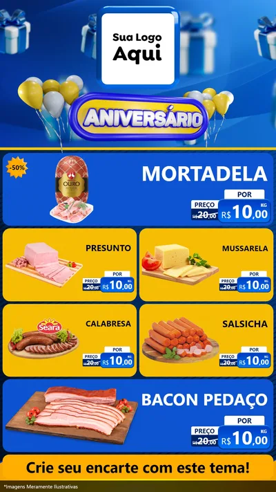 Modelo de TV para TV Vertical com o tema Aniversário para Frios e Laticínios