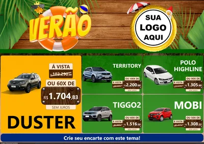 Modelo de Encarte para Encarte A4 Horizontal com o tema Verão para Concessionaria de Carros