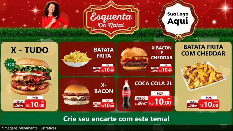 Modelo de TV para TV Horizontal com o tema Esquenta de Natal para Hamburgueria