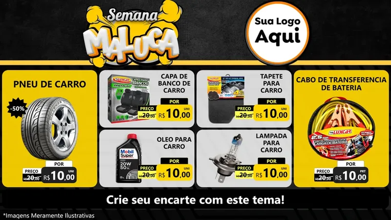 Modelo de TV para TV Horizontal com o tema Semana Maluca para Auto peças