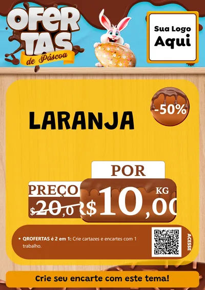 Modelo de Cartaz para Cartaz A4 Vertical com o tema Ofertas de Páscoa para Hortifrúti