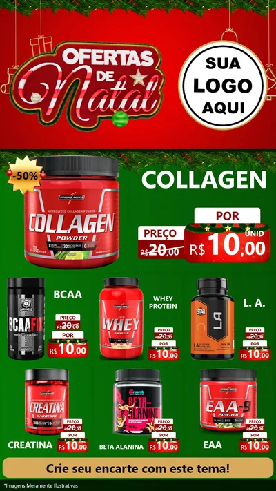 Modelo de Rede Social para Stories com o tema Ofertas de Natal para Suplementos alimentares