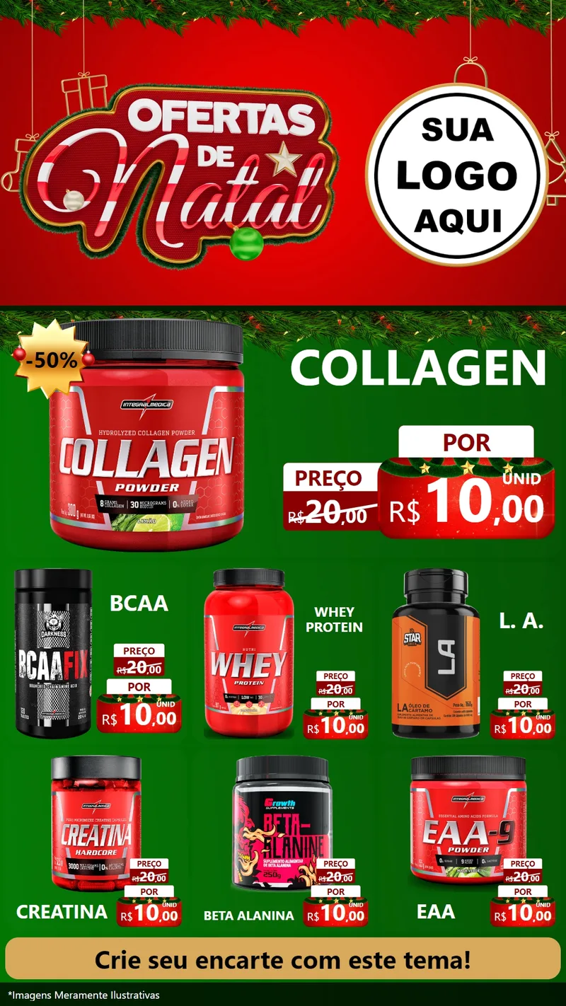 Modelo de Rede Social para Stories com o tema Ofertas de Natal para Suplementos alimentares