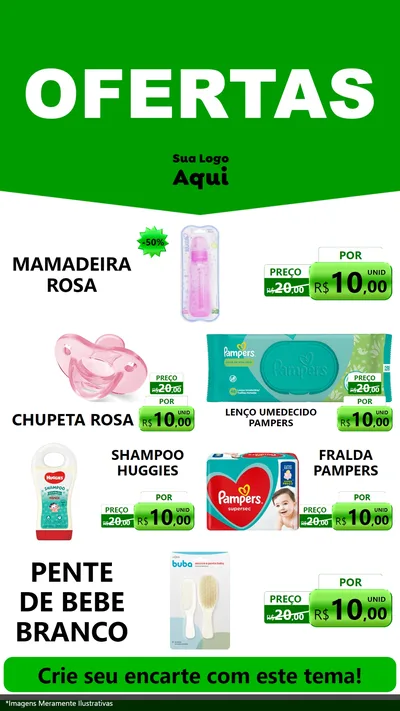 Modelo de TV para TV Vertical com o tema Ofertas Verde Cartaz para Bebês