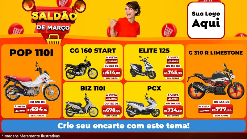 Modelo de TV para TV Horizontal com o tema Saldão de Março para Concessionaria de Motos