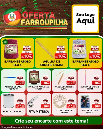 Modelo de Rede Social para Feed Instagram com o tema Oferta Farroupilha para Armarinho e Aviamentos