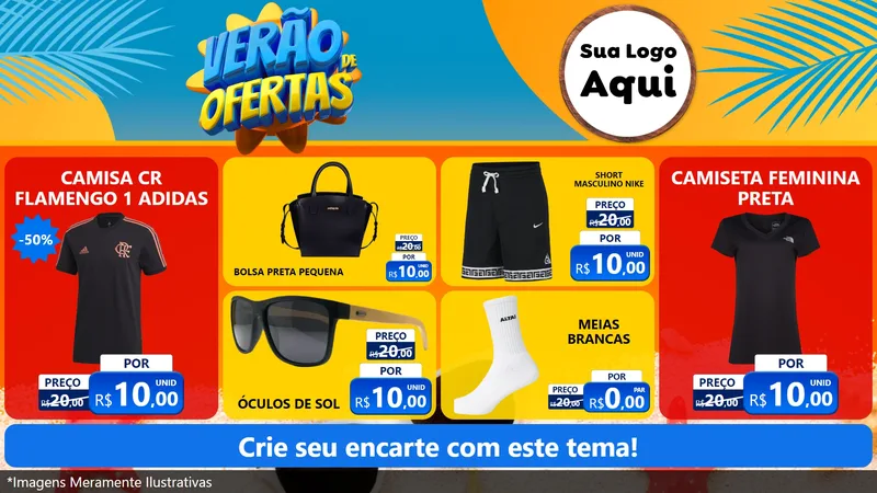 Modelo de TV para TV Horizontal com o tema Verão de Ofertas para Roupas e acessórios