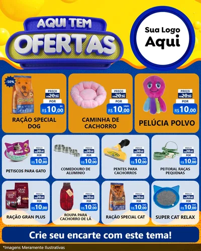 Modelo de Rede Social para Feed Instagram com o tema Aqui Tem Ofertas para Pet Shop