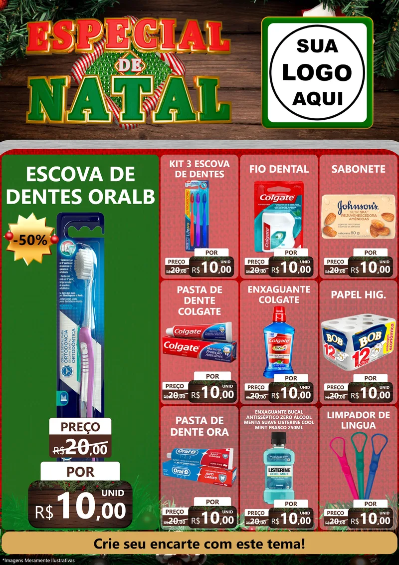 Modelo de Encarte para Encarte A4 Vertical com o tema Especial de Natal para Higiene Pessoal