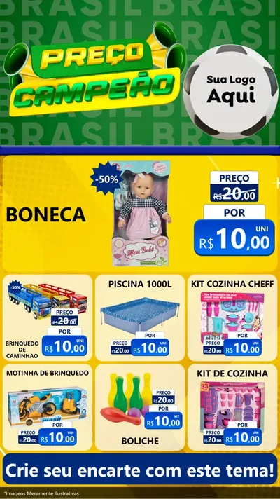 Modelo de Rede Social para Stories com o tema Preço Campeão - Copa para Brinquedos