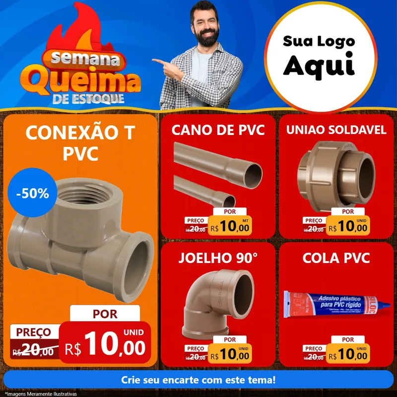 Modelo de Rede Social para Feed Facebook com o tema Semana Queima de Estoque para Tubos e conexões