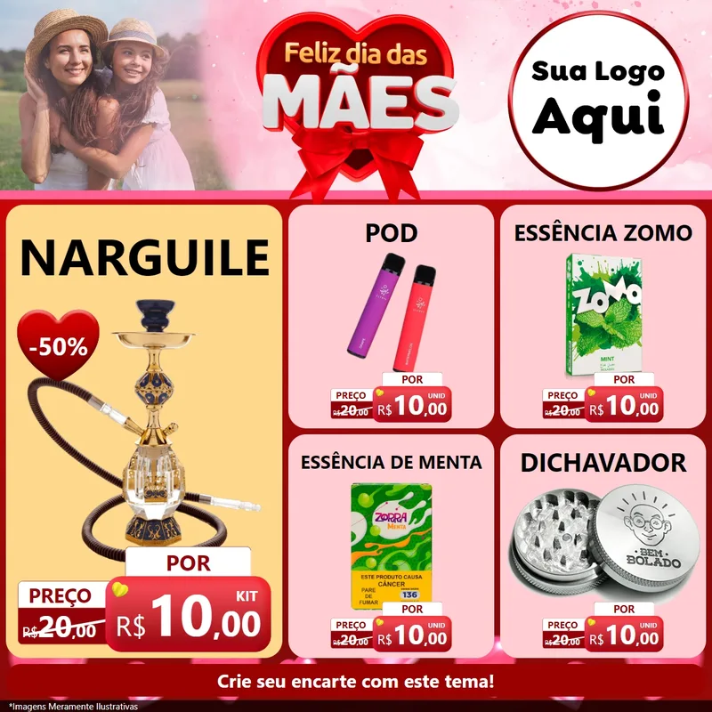 Modelo de Rede Social para Feed Facebook com o tema Feliz Dia Das Mães para Tabacaria