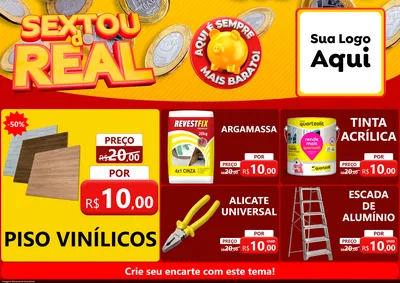Modelo de Encarte para Encarte A4 Horizontal com o tema Sextou do Real para Material para Construção