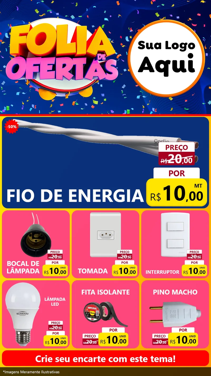 Modelo de Rede Social para Stories com o tema Folia de Ofertas para Materiais Elétricos