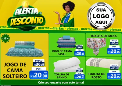 Modelo de Encarte para Encarte A4 Horizontal com o tema Alerta de Desconto para Cama, Mesa e Banho